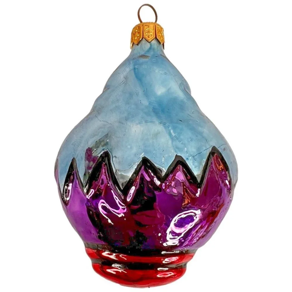 VTG‎ Caliks Artistry Christmas Ornament Blown Glass Hand Painted Peasant Woman